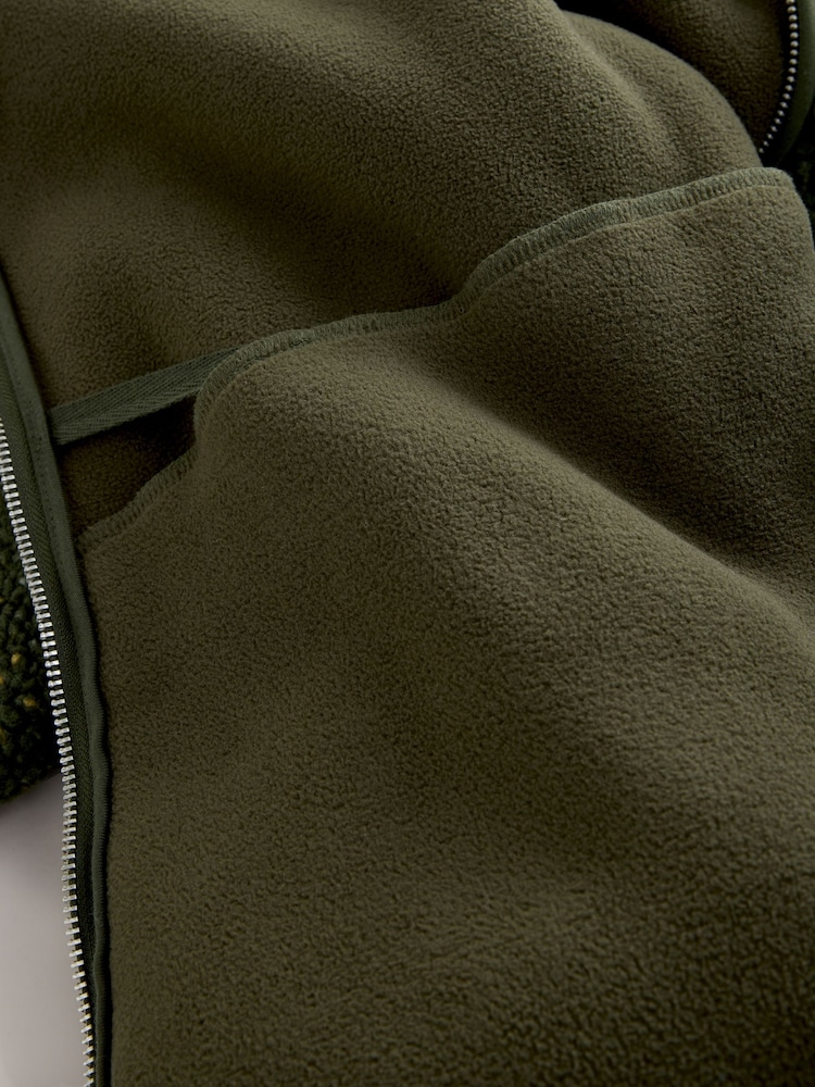 Khaki Green Nep - Zip Through - Borg Fleece - Imagem 6 de 6