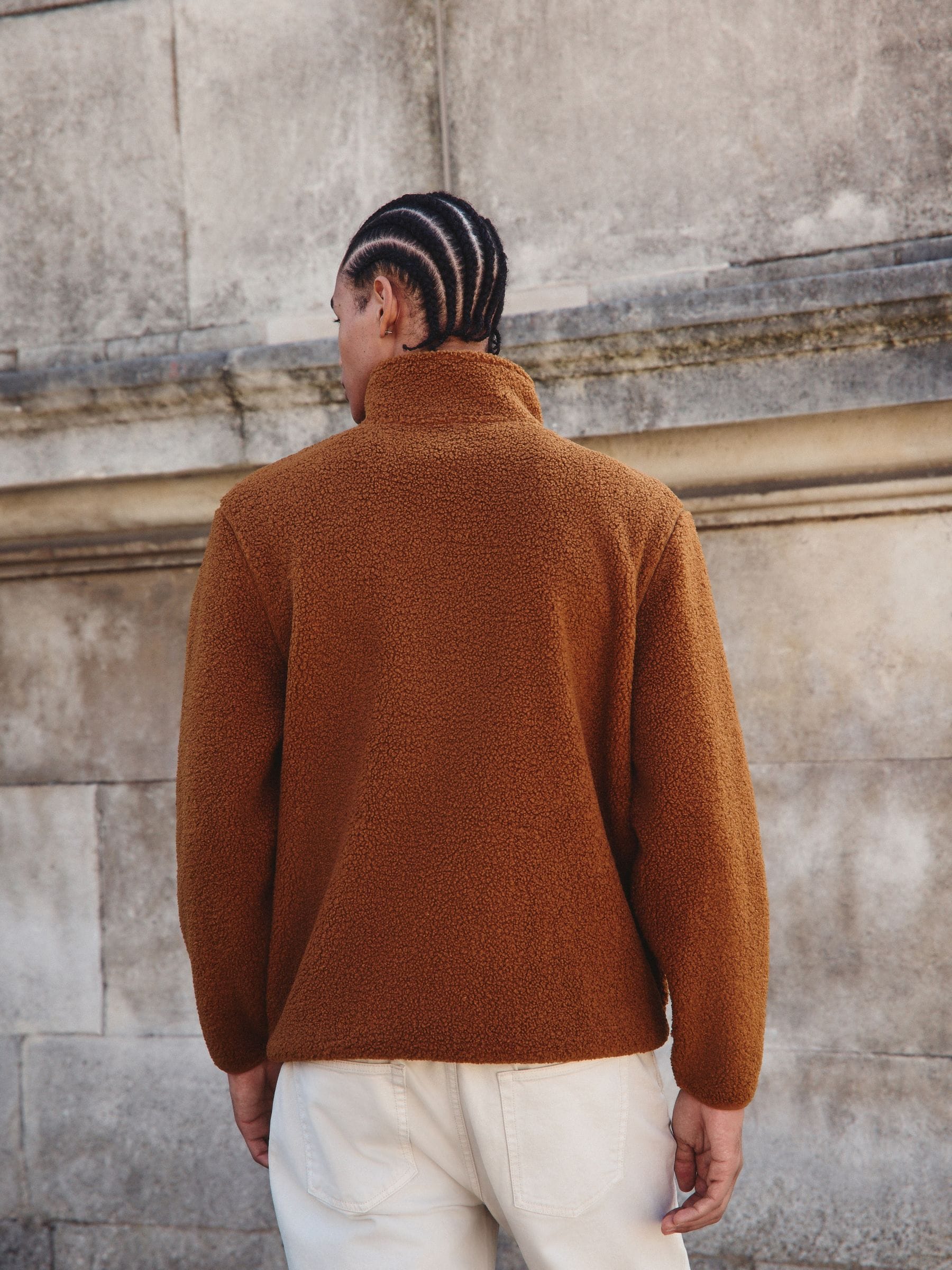 Buy Rust Brown Borg Quarter Zip Neck Funnel Fleece from Next USA