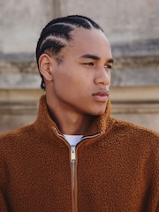 Rust Brown Borg Quarter Zip Neck Funnel Fleece - Image 4 of 8