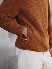 Rust Brown Borg Quarter Zip Neck Funnel Fleece - Image 5 of 8