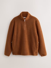 Rust Brown Borg Quarter Zip Neck Funnel Fleece - Image 6 of 8
