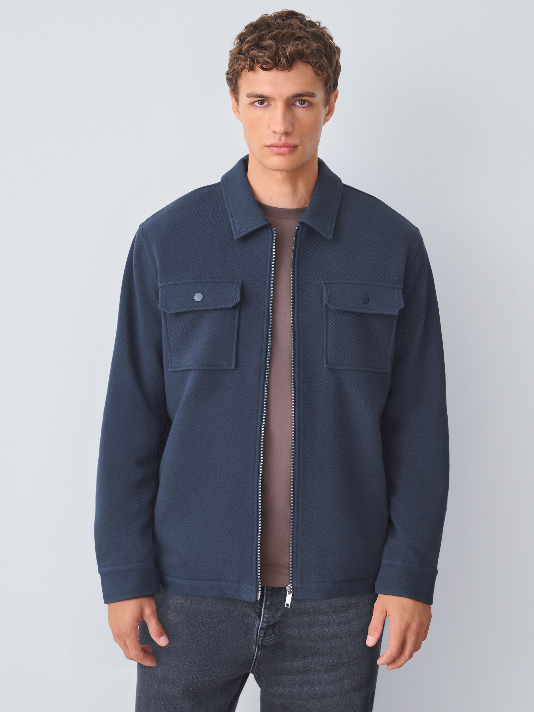 Buy Navy Blue Borg Fleece Lined Shacket from the Next UK online shop