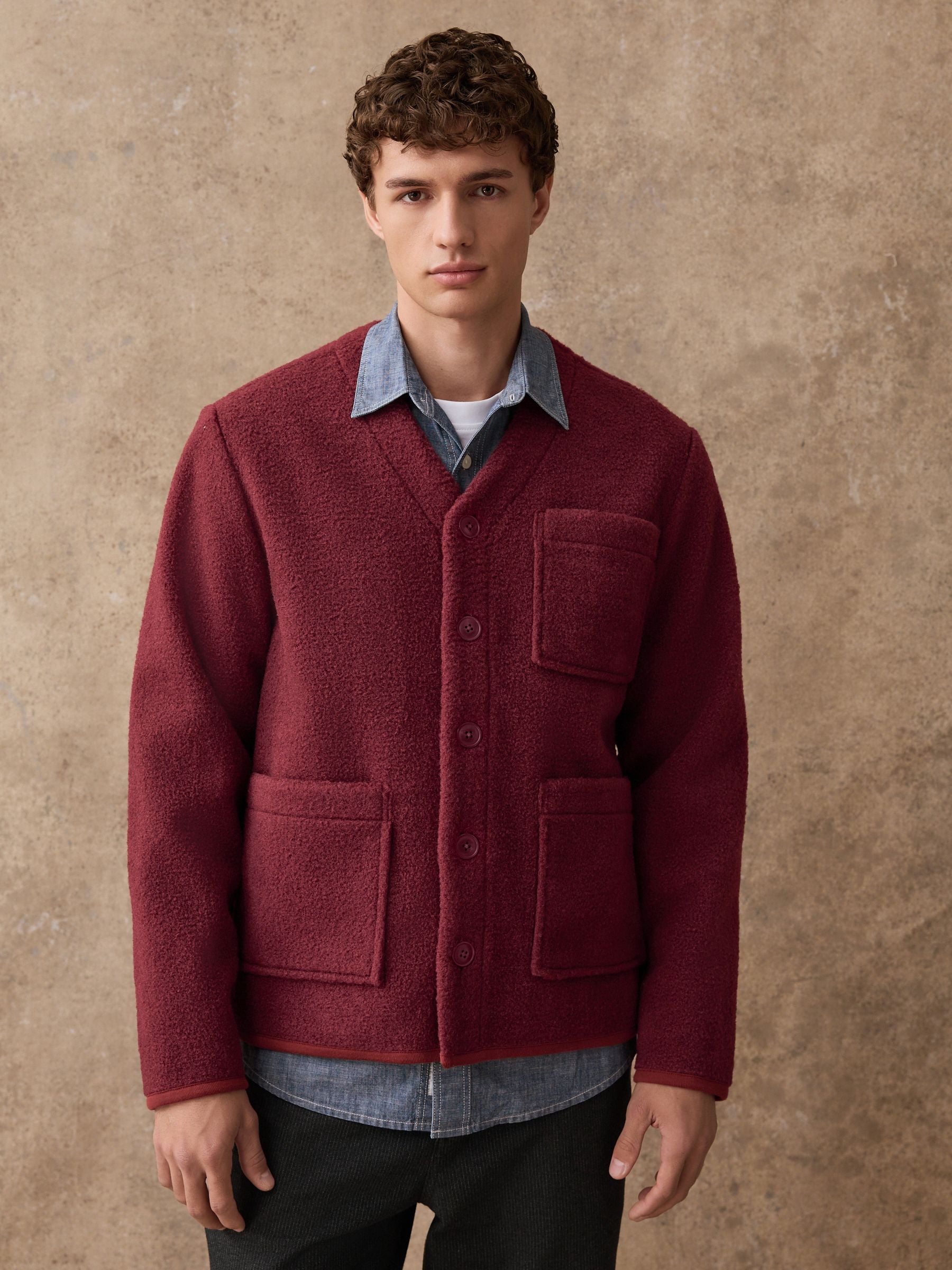 Buy Rust Brown Wool Look Fleece Cardigan from Next USA