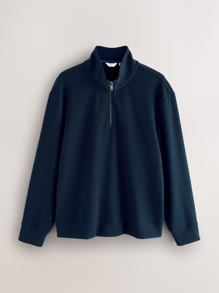 Navy Blue Soft Touch Quarter Zip Neck Fleece - Image 1 of 3
