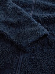 Navy Blue Tufted Zip Through Funnel Neck Fleece - Image 10 of 10
