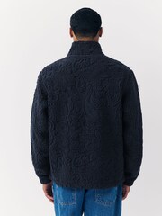 Navy Blue Tufted Zip Through Funnel Neck Fleece - Image 2 of 10