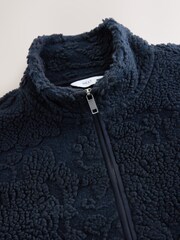Navy Blue Tufted Zip Through Funnel Neck Fleece - Image 8 of 10