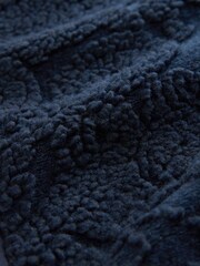 Navy Blue Tufted Zip Through Funnel Neck Fleece - Image 9 of 10