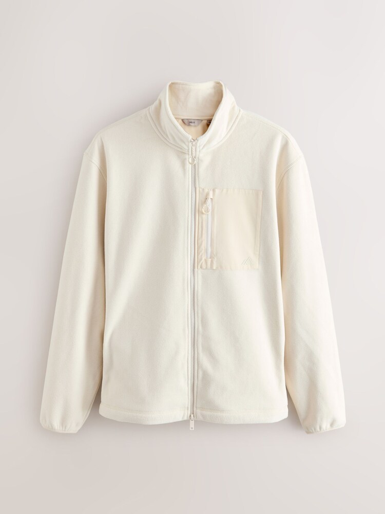 Ecru White Zip Through Utility Style Polar Fleece - Image 1 of 3