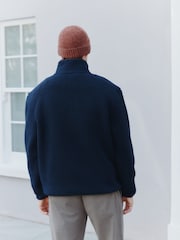 Navy Blue Borg Quarter Zip Neck Funnel Fleece - Image 2 of 8