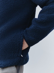 Navy Blue Borg Quarter Zip Neck Funnel Fleece - Image 5 of 8