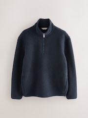 Navy Blue Borg Quarter Zip Neck Funnel Fleece - Image 6 of 8