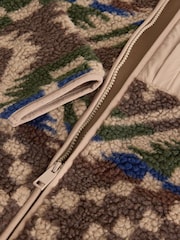 Brown/Tan Geometric Zip Through Full Zip Printed Fleece - Image 12 of 12