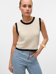 VERO MODA Cream Knitted Vest Top - Image 1 of 4