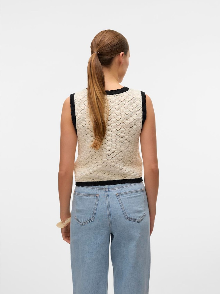 VERO MODA Cream Knitted Vest Top - Image 2 of 4