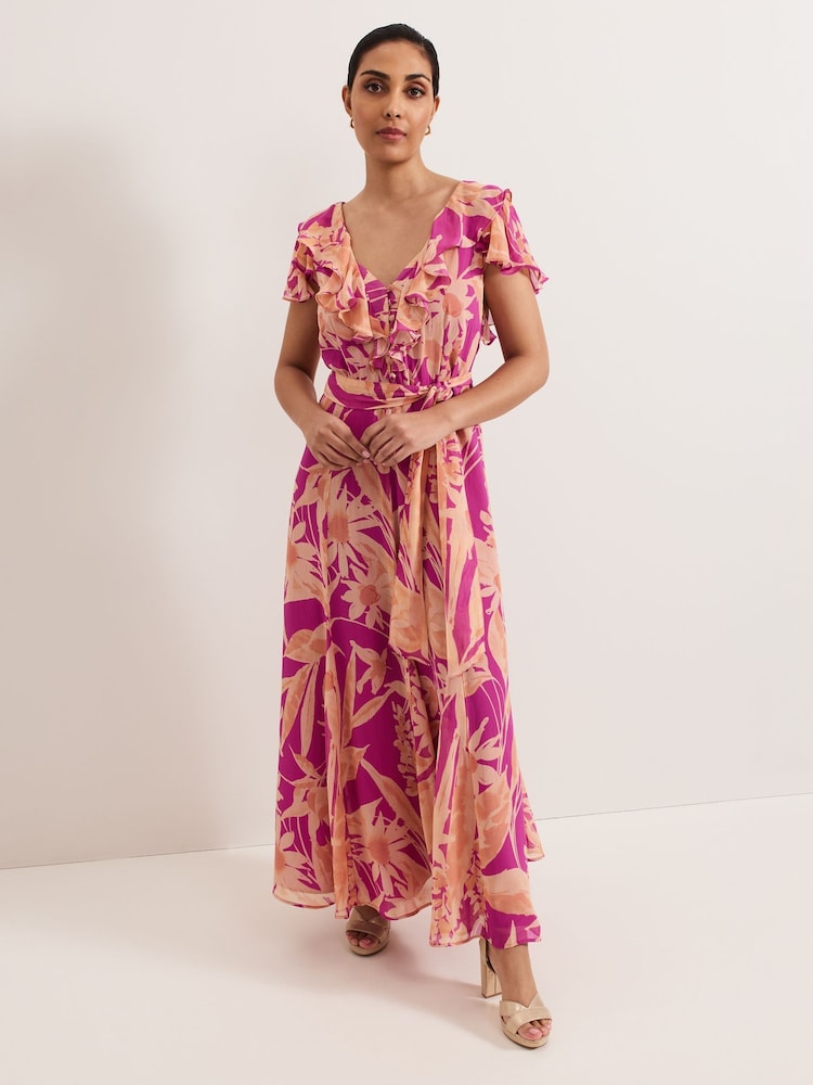 Phase Eight Pink Petite Dinara Printed Dress - Image 1 of 1 Phase Eight Pink Petite Dinara Printed Dress - Image 1 of 1