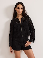 Phase Eight Black 100% Cotton Maeva Cutwork Jacket - Image 1 of 5