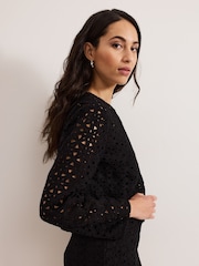 Phase Eight Black 100% Cotton Maeva Cutwork Jacket - Image 4 of 5