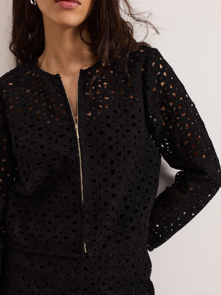 Phase Eight Black 100% Cotton Maeva Cutwork Jacket - Image 5 of 5