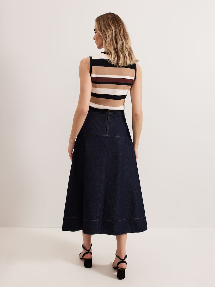 Phase Eight Blue 100% Cotton Mavis Denim Skirt - Image 3 of 8