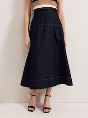 Phase Eight Blue 100% Cotton Mavis Denim Skirt - Image 4 of 8