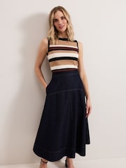 Phase Eight Blue 100% Cotton Mavis Denim Skirt - Image 6 of 8