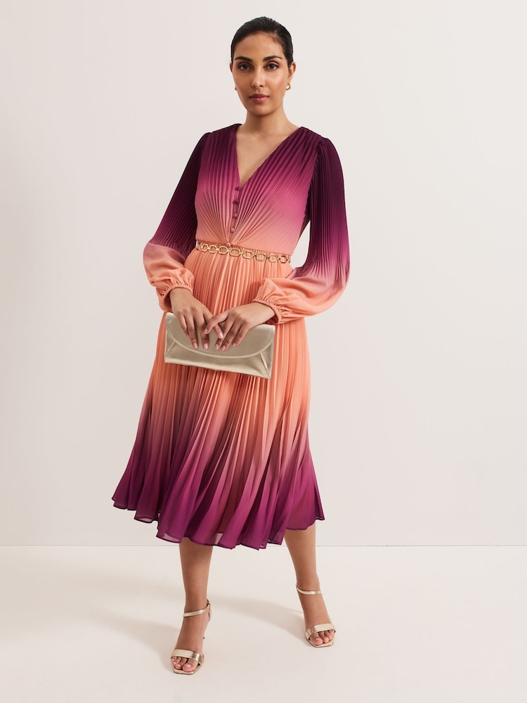 Phase Eight Purple / Orange Petite Mira Ombre Dress - Image 1 of 7