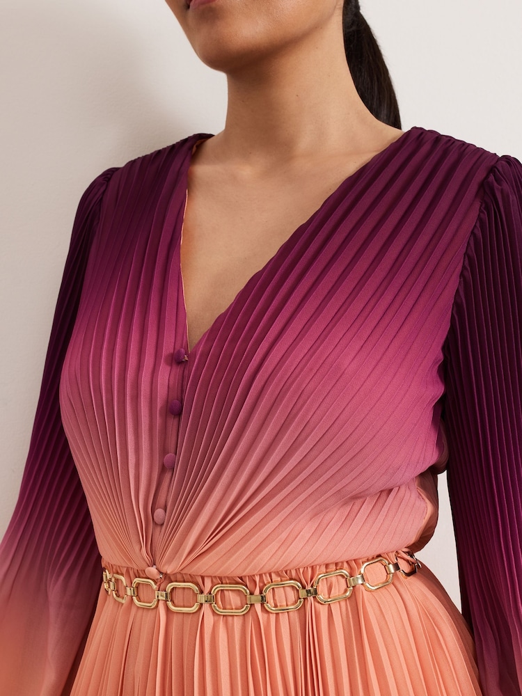 Phase Eight Purple / Orange Petite Mira Ombre Dress - Image 5 of 7