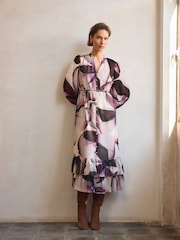 Phase Eight Purple Clarra Floral Dress - Image 1 of 8