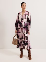 Phase Eight Purple Clarra Floral Dress - Image 2 of 8