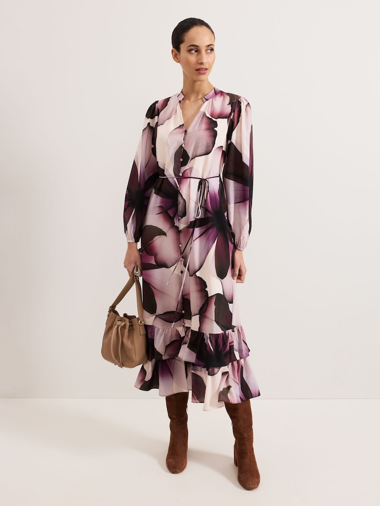 Phase Eight Purple Clarra Floral Dress - Image 2 of 8
