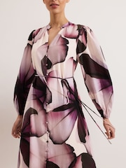 Phase Eight Purple Clarra Floral Dress - Image 6 of 8