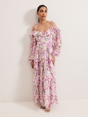 Phase Eight Light Pink Petite Sarah Floral Dress - Image 1 of 6