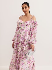 Phase Eight Light Pink Petite Sarah Floral Dress - Image 3 of 6