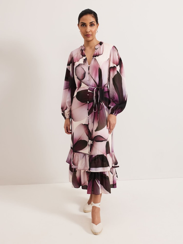 Phase Eight Purple Petite Clarra Floral Dress - Image 1 of 6