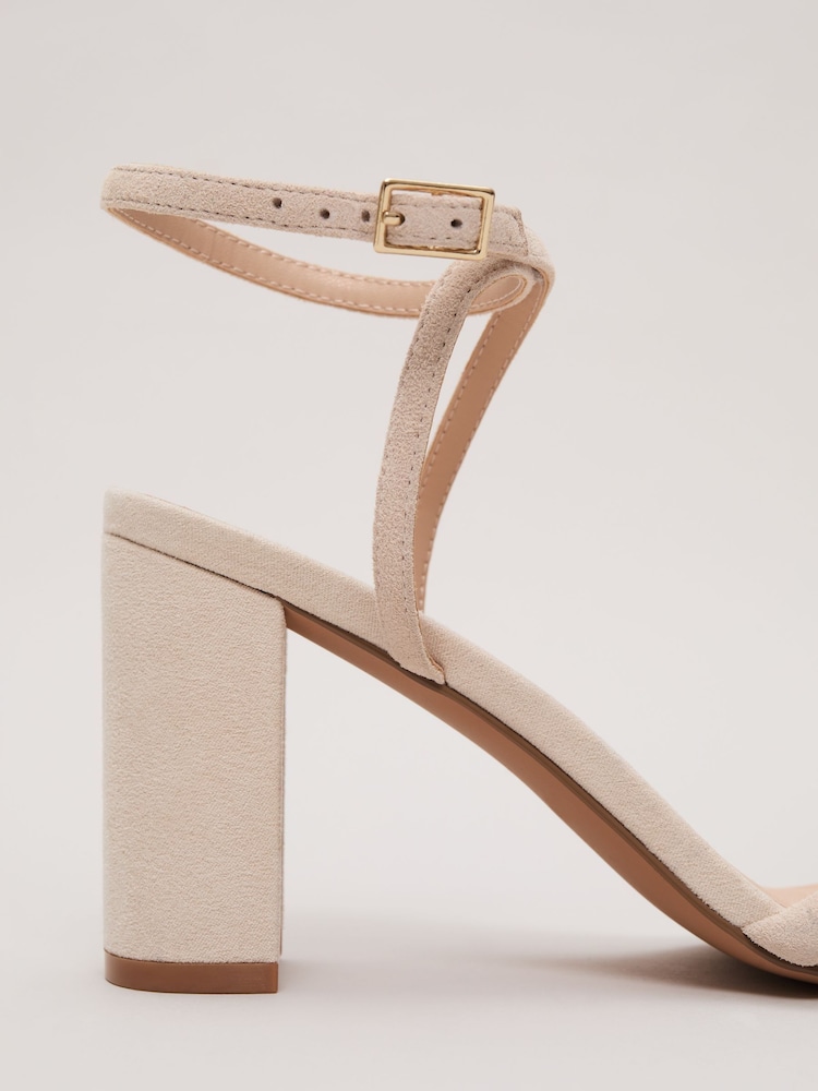 Phase Eight Nude Suede Block Sandals - Image 2 of 6