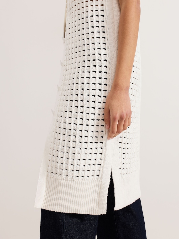 Phase Eight White 100% Cotton Polly Crochet Cardigan - Image 6 of 7
