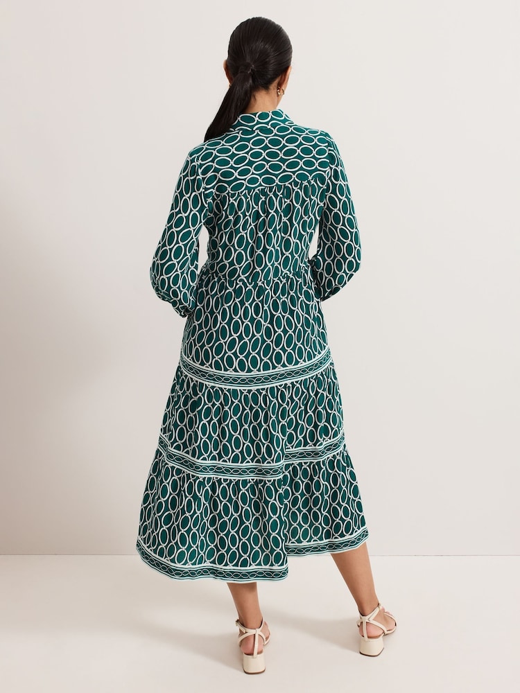 Phase Eight Green Petite Tiered Midi Dress - Image 2 of 7