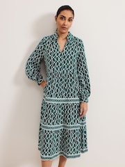 Phase Eight Green Petite Tiered Midi Dress - Image 3 of 7