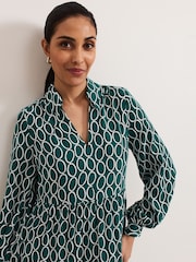Phase Eight Green Petite Tiered Midi Dress - Image 4 of 7
