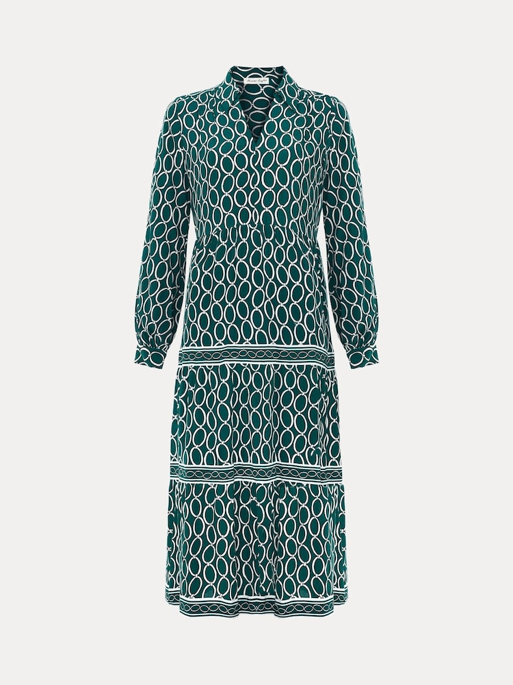 Phase Eight Green Petite Tiered Midi Dress - Image 7 of 7