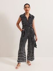 Phase Eight Black Petite Delina Geo Jumpsuit - Image 1 of 6
