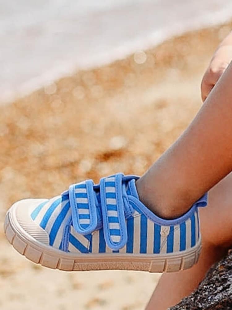 KIDLY BY MORI Stripe Canvas Rip Tape Trainers - Image 1 of 5 KIDLY BY MORI Stripe Canvas Rip Tape Trainers - Image 1 of 5