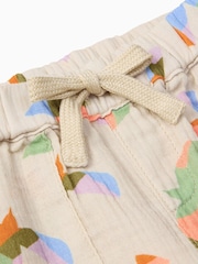 KIDLY BY MORI Cream Bird Print  Cotton Muslin Shorts - Image 2 of 2