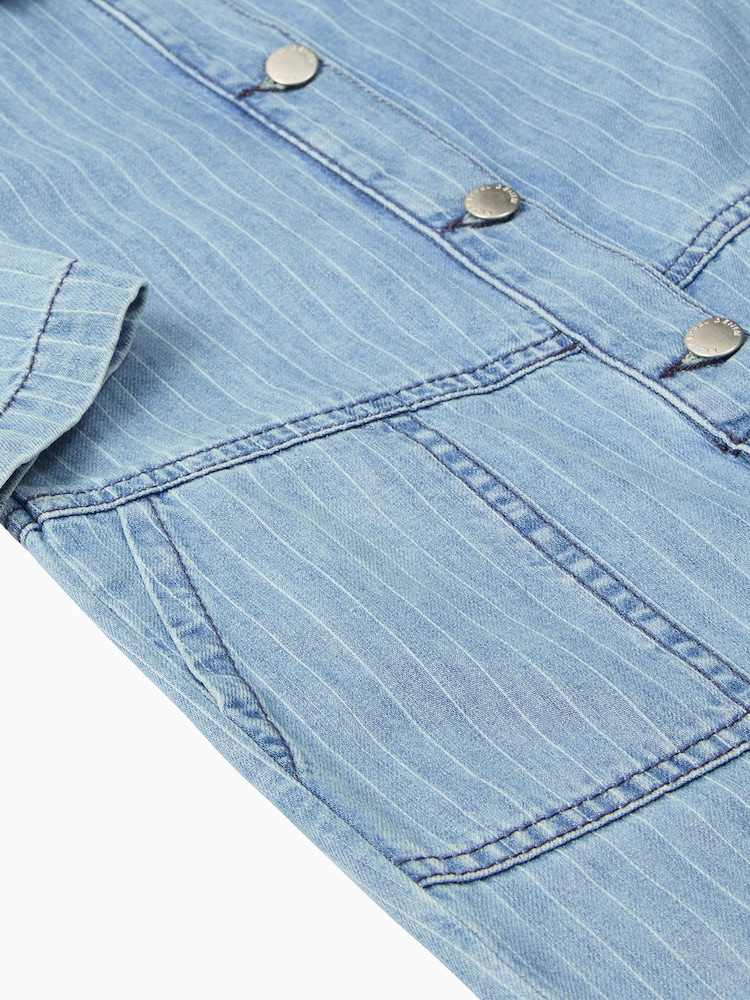 KIDLY BY MORI Blue Denim Pinstripe Jumpsuit - Image 2 of 3