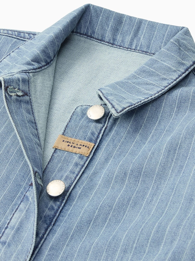 KIDLY BY MORI Blue Denim Pinstripe Jumpsuit - Image 3 of 3