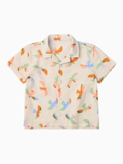 KIDLY BY MORI Cream Bird Print  Cotton Muslin Dress - Image 2 of 3