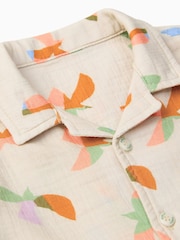 KIDLY BY MORI Cream Bird Print  Cotton Muslin Dress - Image 3 of 3