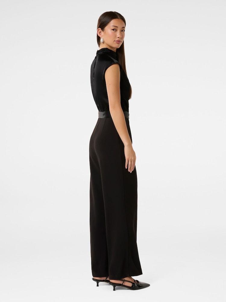 Forever New Black Sienna Satin Asymmetric Jumpsuit - Image 4 of 4 Forever New Black Sienna Satin Asymmetric Jumpsuit - Image 4 of 4