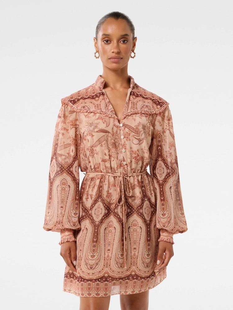 Forever New Brown Sonny Petite Printed Mini Dress - Image 1 of 5